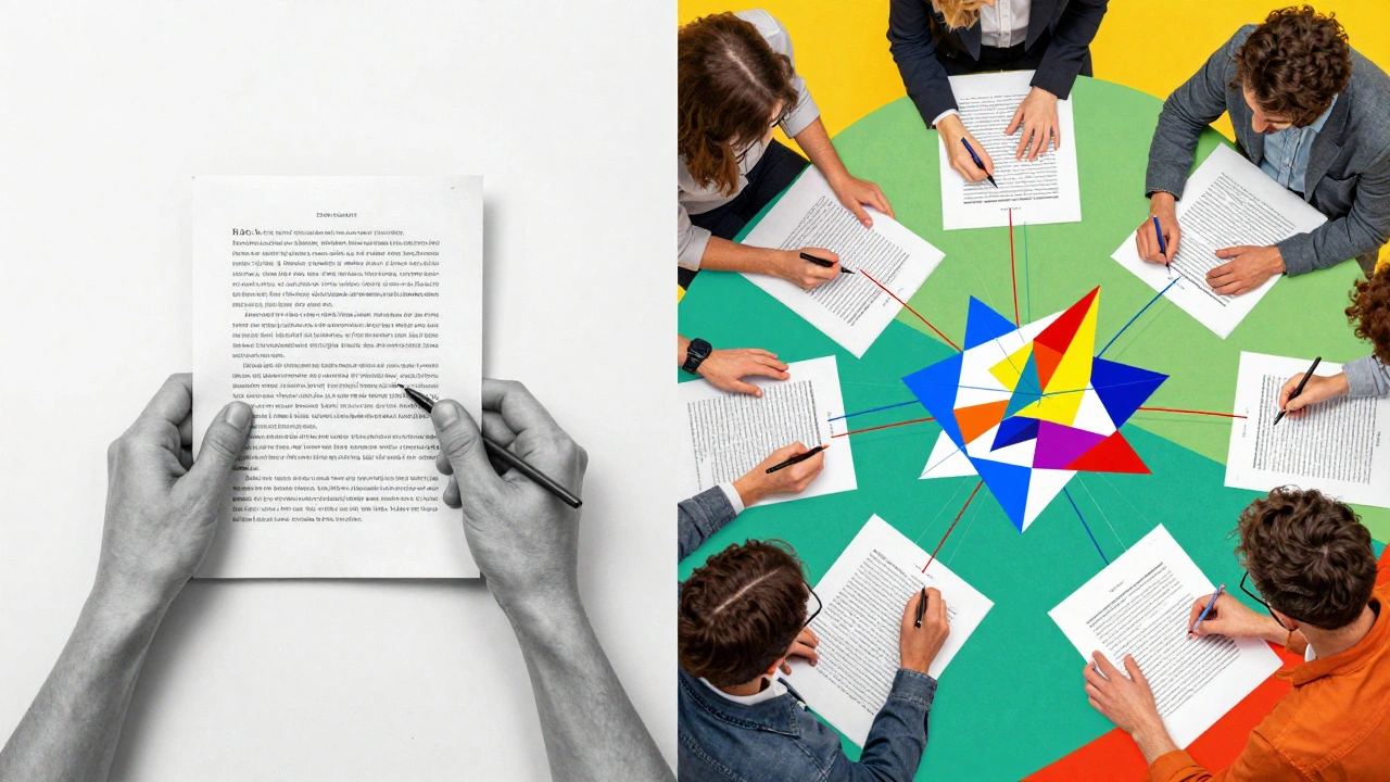 Split Cubist scene: left shows static outdated retrieval; right shows dynamic human feedback rebuilding the system with geometric shards.