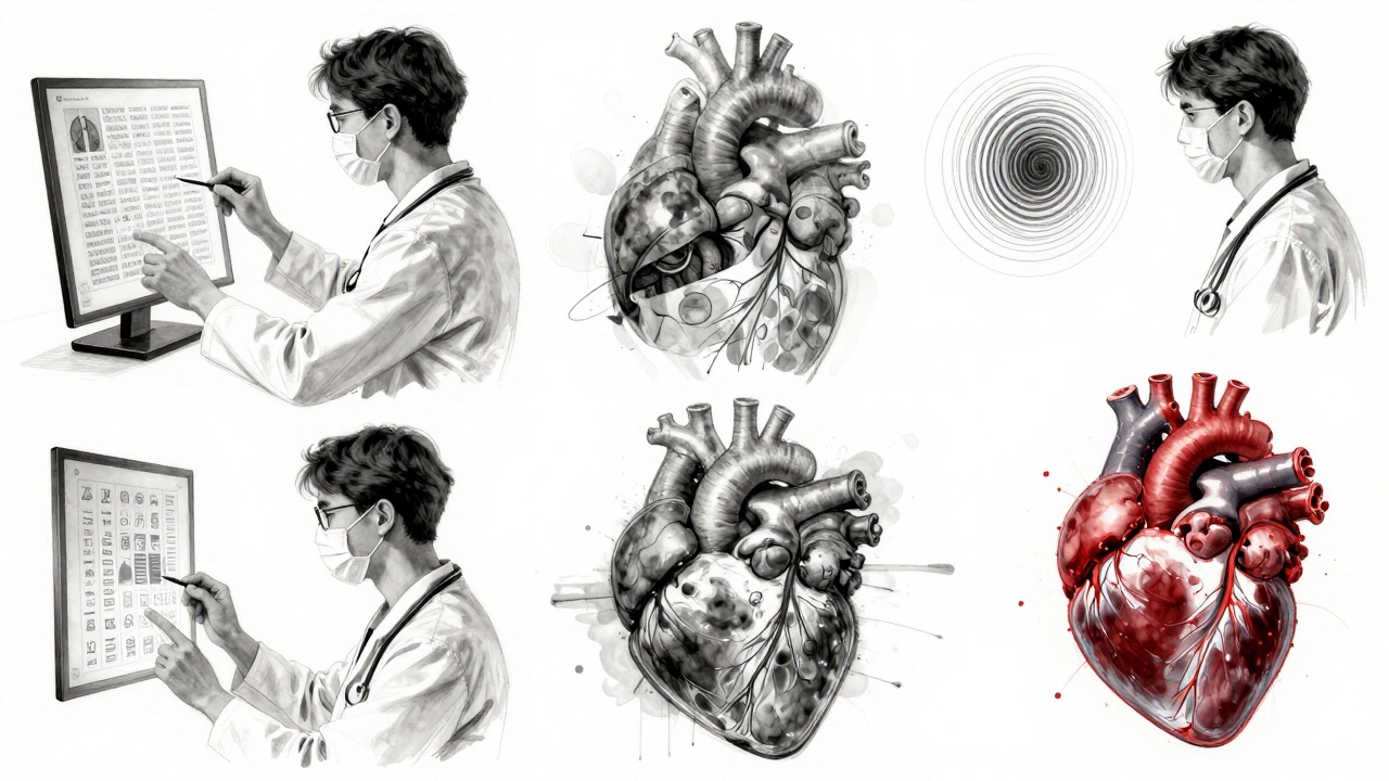 A student surrounded by fragmented text, anatomy, and audio waves in Cubist composition, representing multimodal AI.