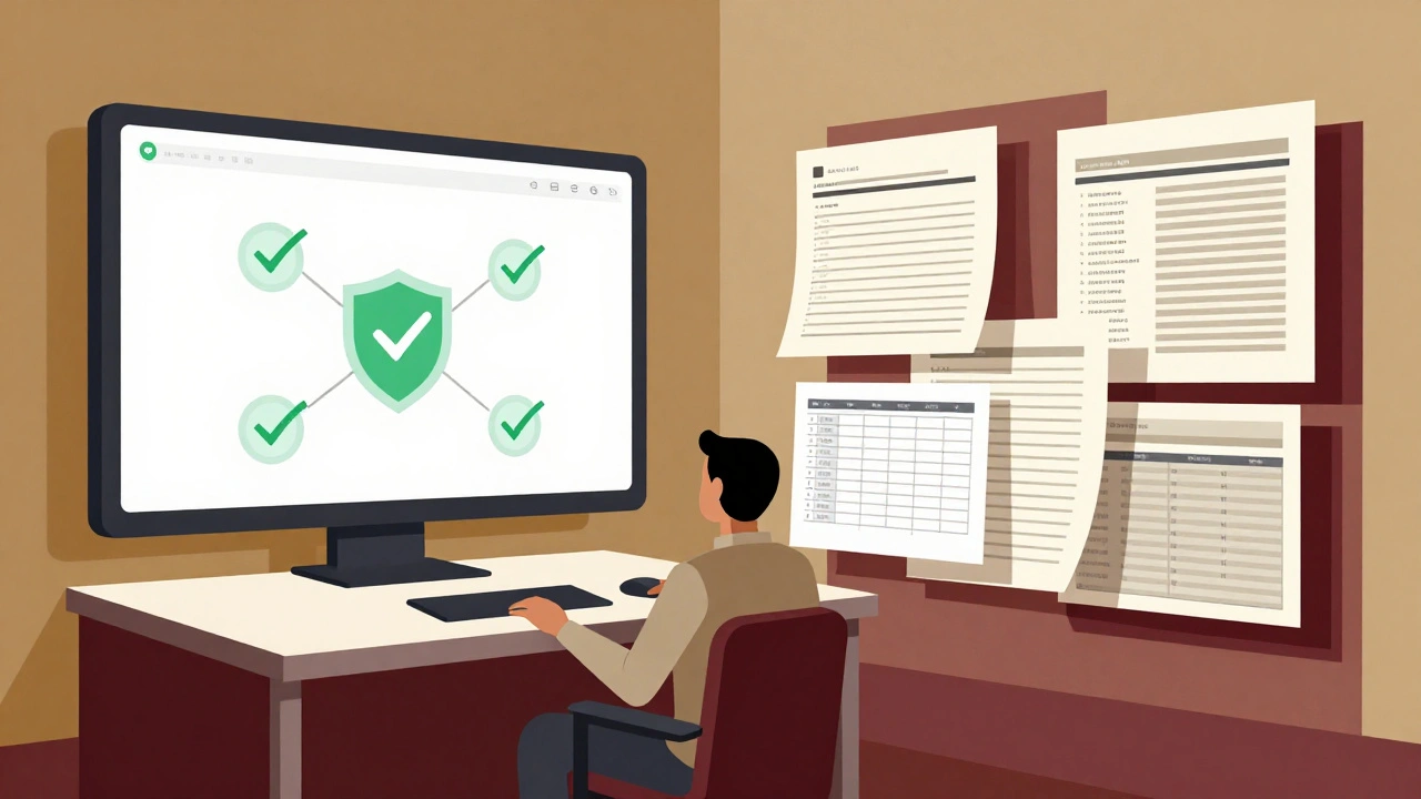 Hybrid AI workspace with commercial and custom models shown as geometrically divided scenes