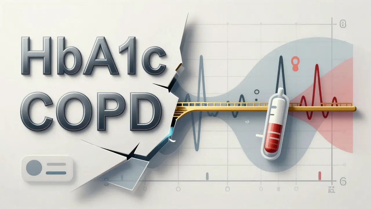 Medical chart split into sharp text blocks and abstract curves, joined by a golden bridge.