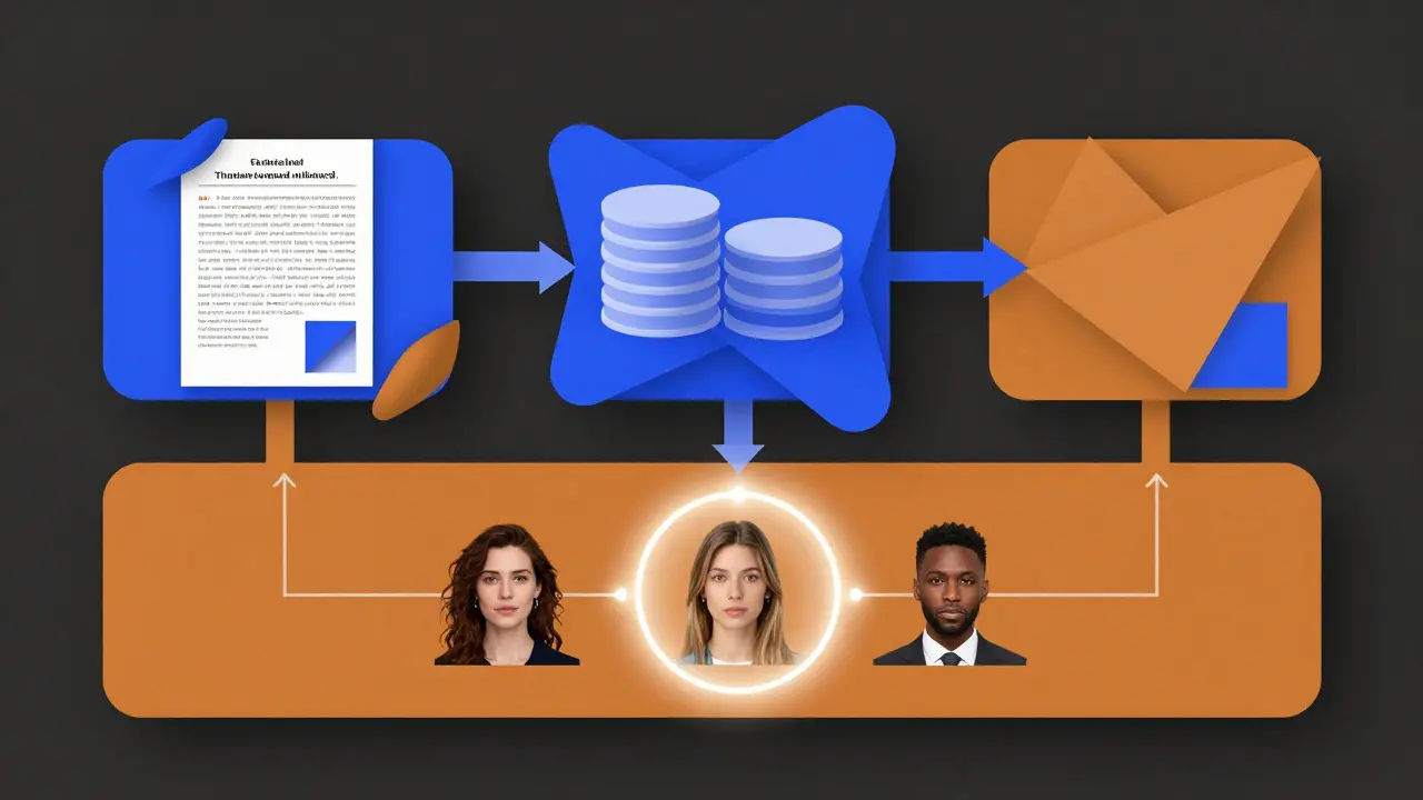 Geometric workflow layers showing data parsing, database links, and model routing.