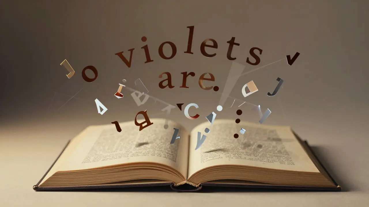 An open book with floating words and punctuation, overlaid by a probability distribution in angular planes.