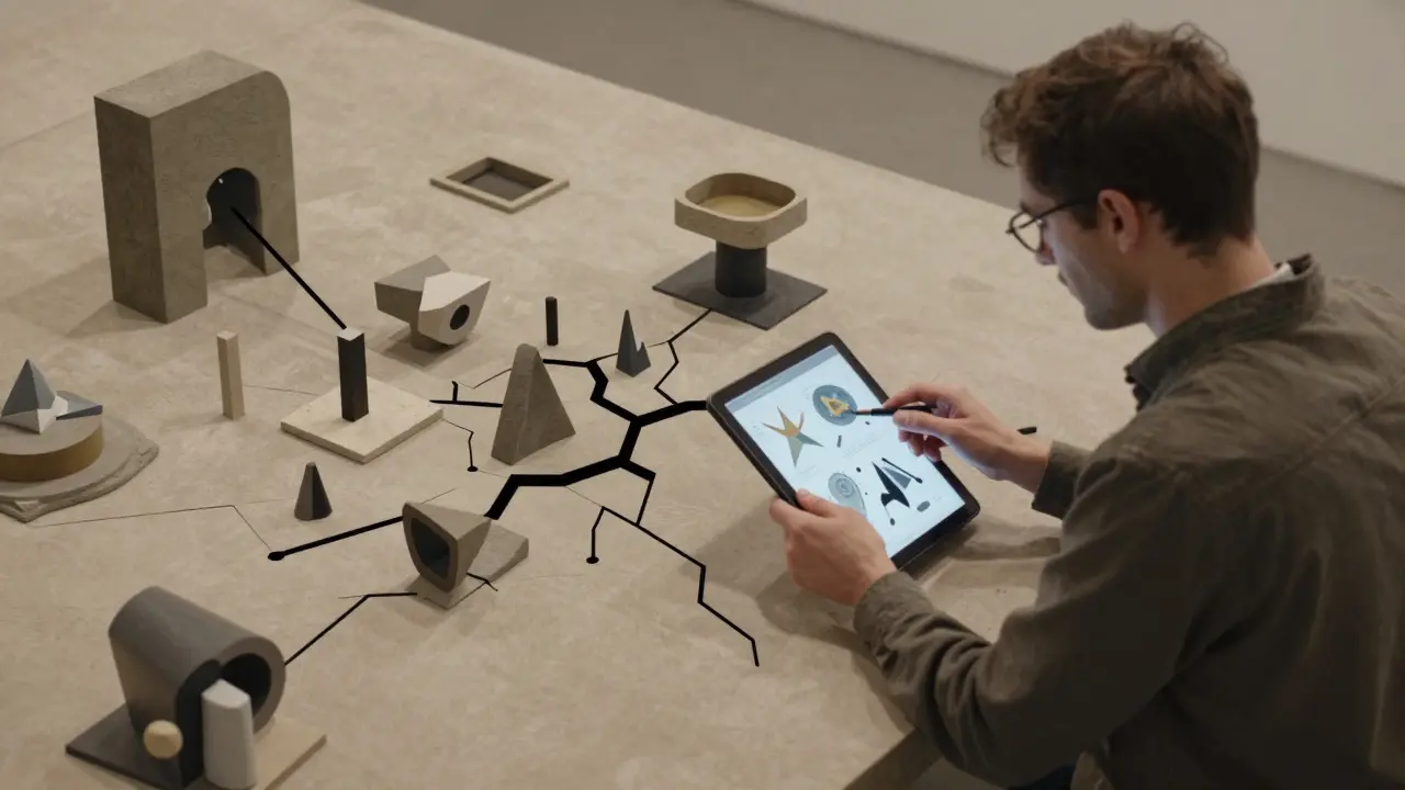 Angular figure examining abstract system components for errors.