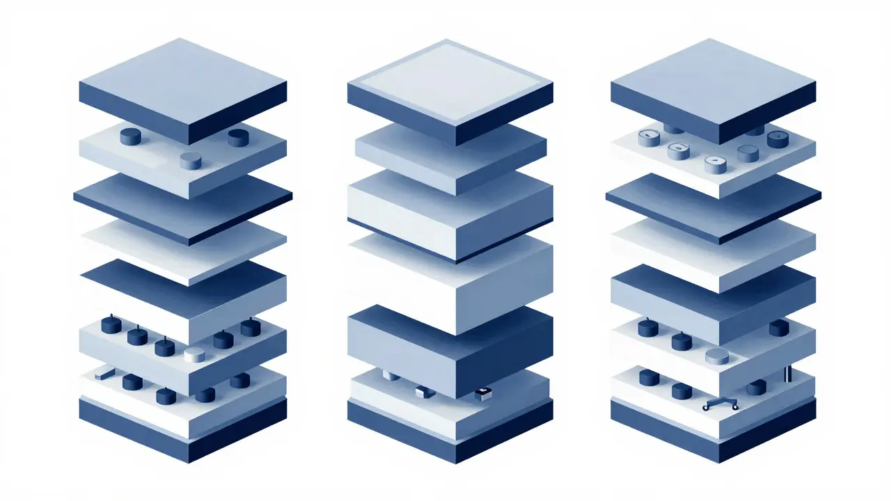 Organized layered blocks showing structured software architecture.