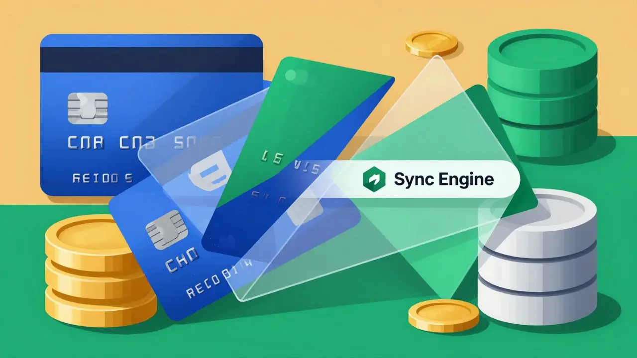 Cubist abstract representation of payment data syncing between Stripe and Supabase.