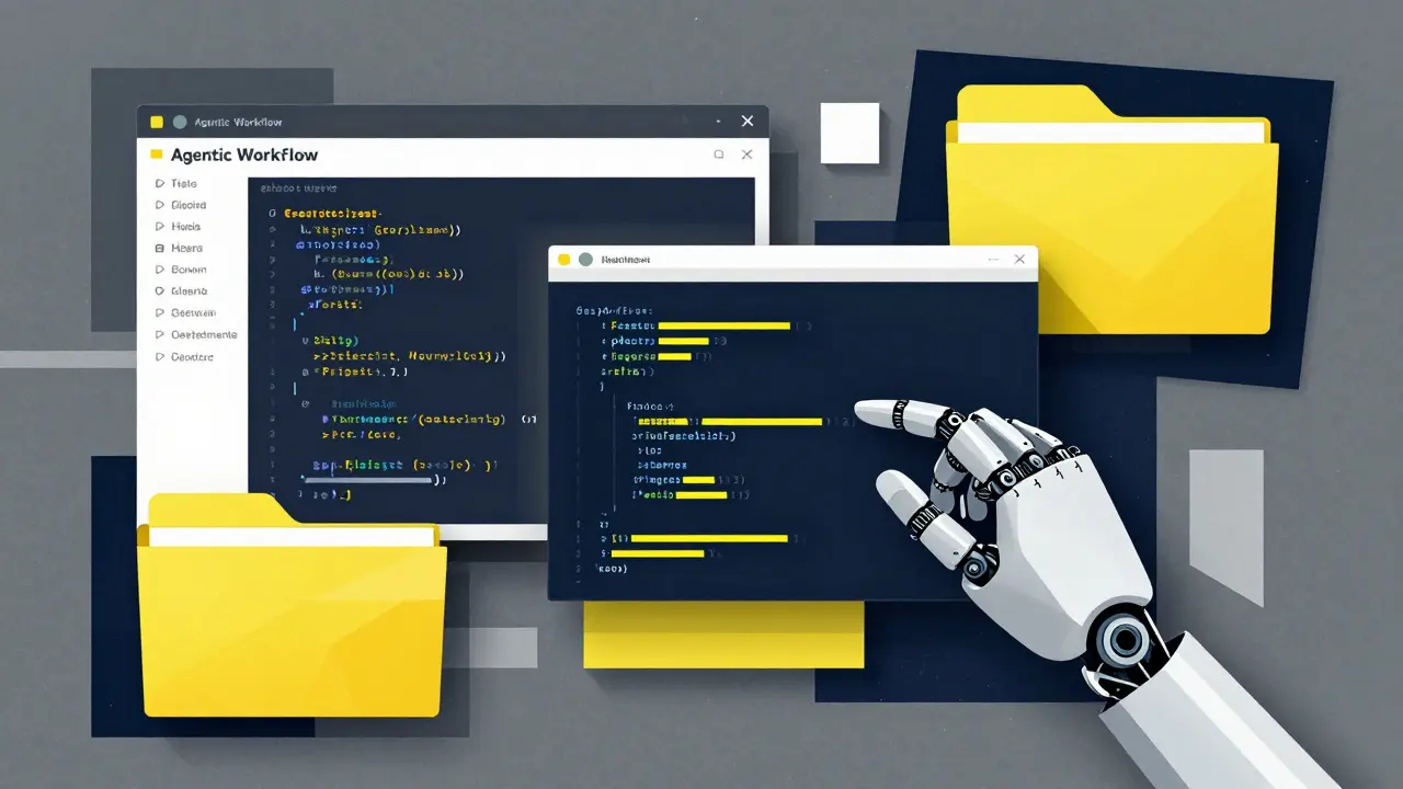 Cubist artwork showing a digital agent managing files and terminal commands in a fragmented style.