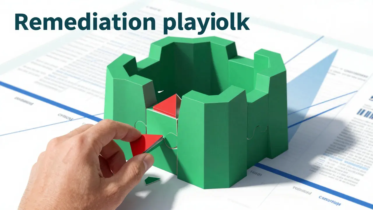 Cubist artwork showing the process of fixing security vulnerabilities in a digital system.