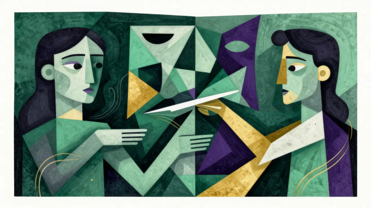 Cubist composition blending multi-directional analysis and linear text flow