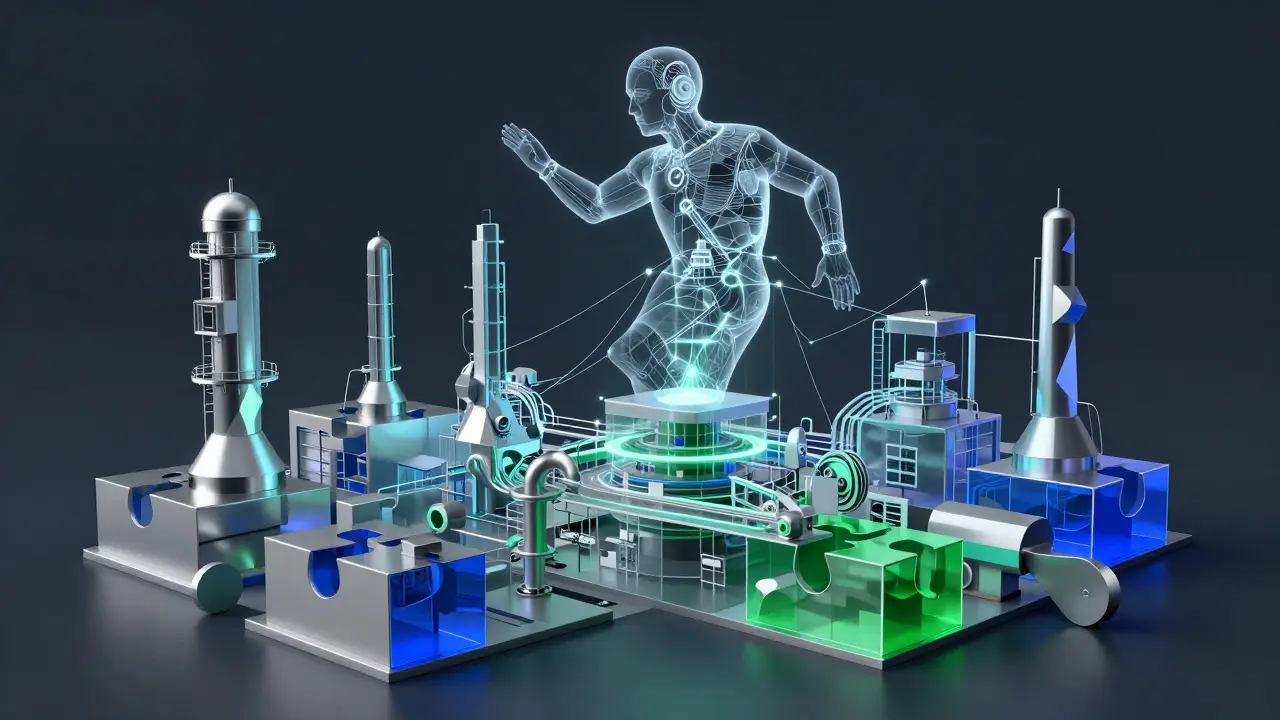 Cubist interpretation of a factory digital twin with fragmented geometric structures