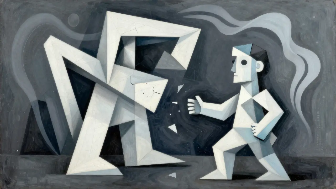 Cubist painting showing a backup system emerging from chaos