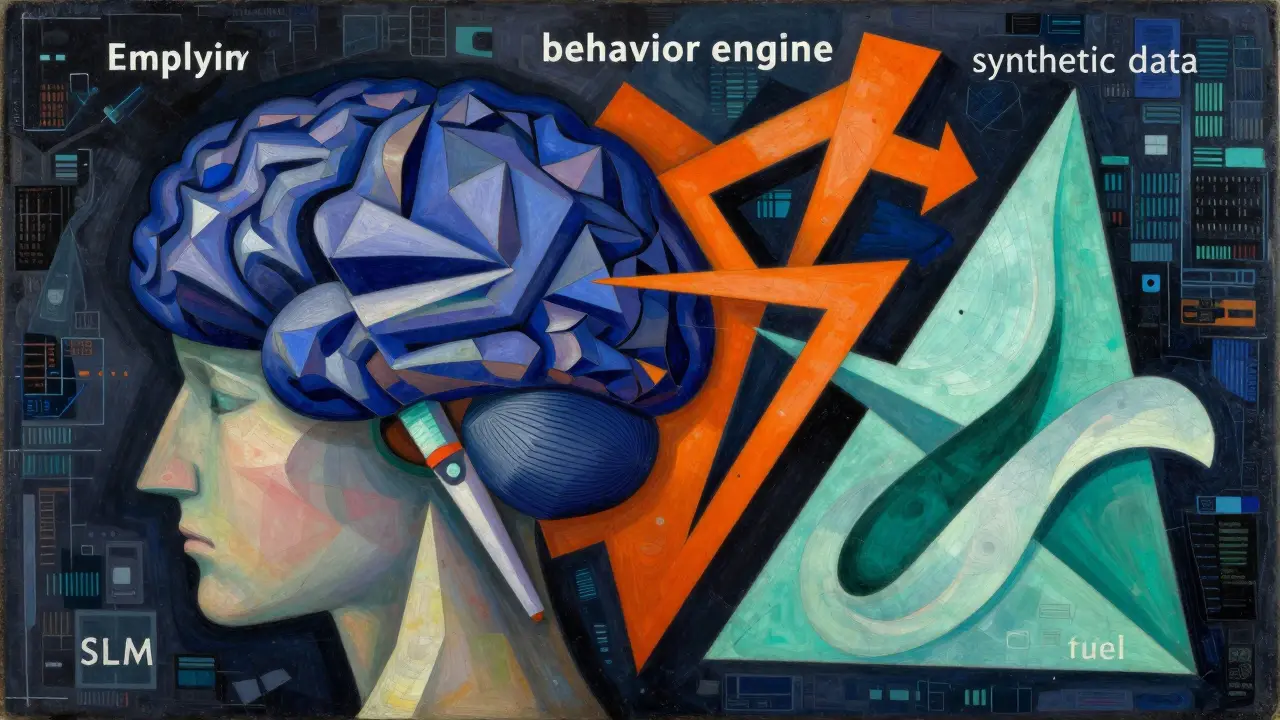 Geometric cubist breakdown of AI agent components