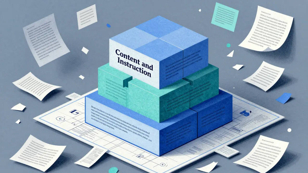 Cubist illustration of structured prompt patterns organizing chaos