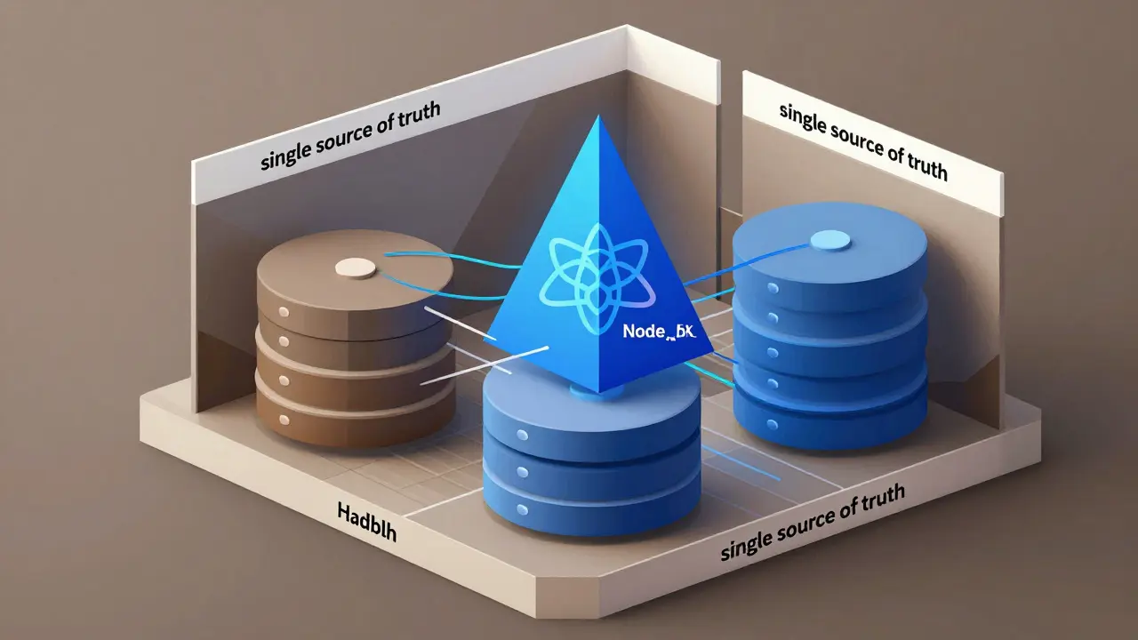 Cubist painting showing integrated web app layers merging seamlessly