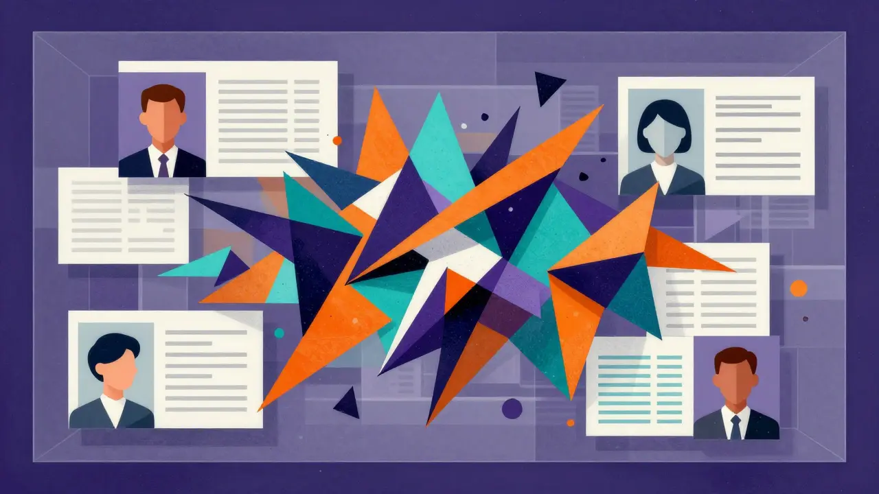 Geometric cubist illustration of safe synthetic mock data for financial testing
