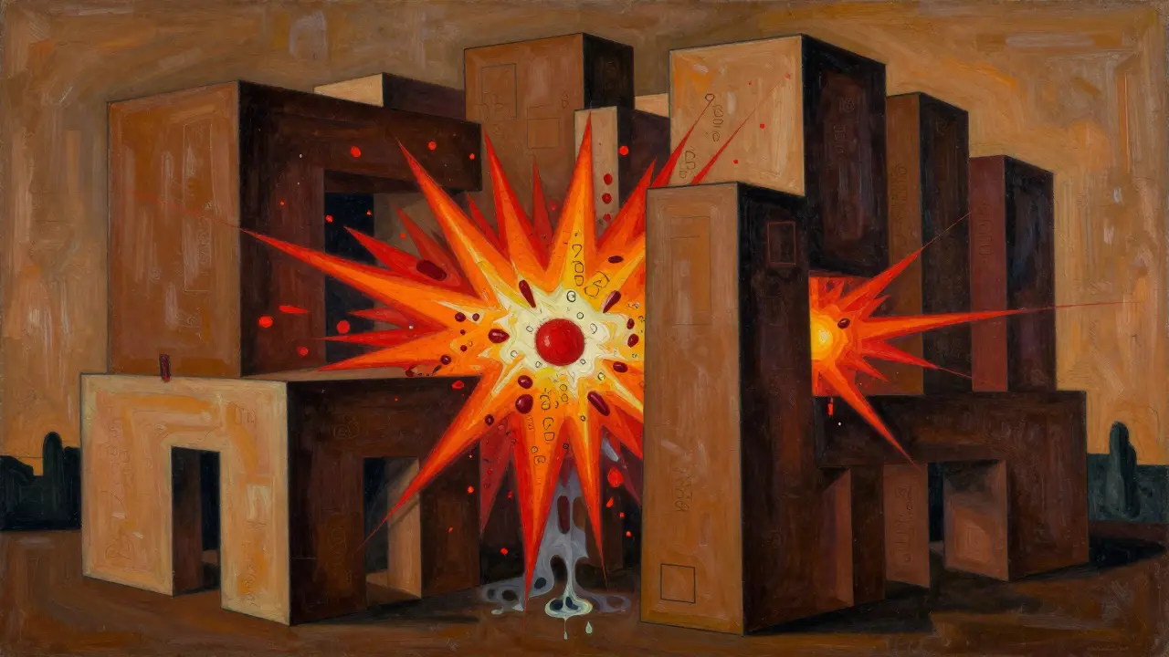 Cubist depiction of deep neural network layers with exploding activation colors