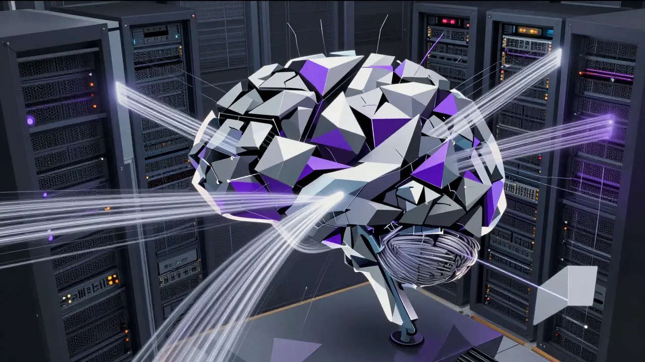 Cubist depiction of distributed GPU computing