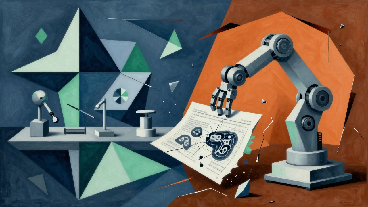 Cubist illustration of AI successes and failures in industry settings