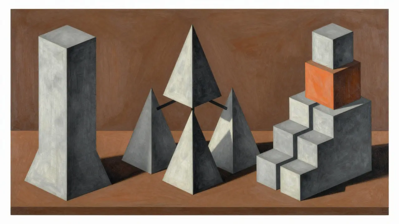 Cubist illustration of three RAG architecture patterns