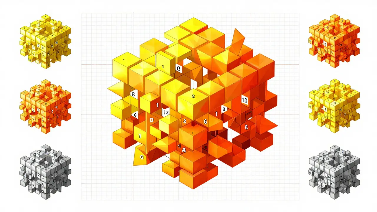 Cubist visualization of model quantization