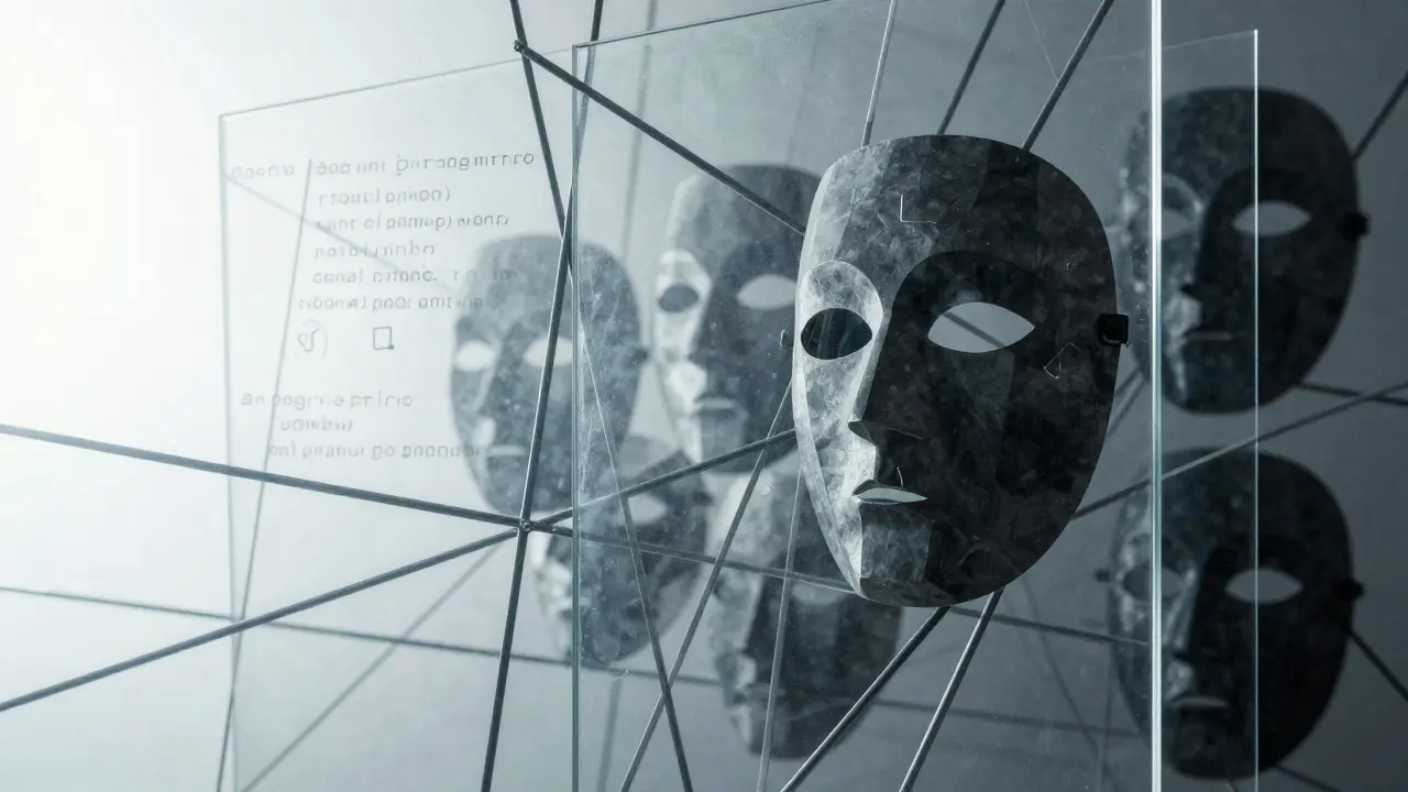 Analytical Cubism art showing masked data flow and restricted visibility