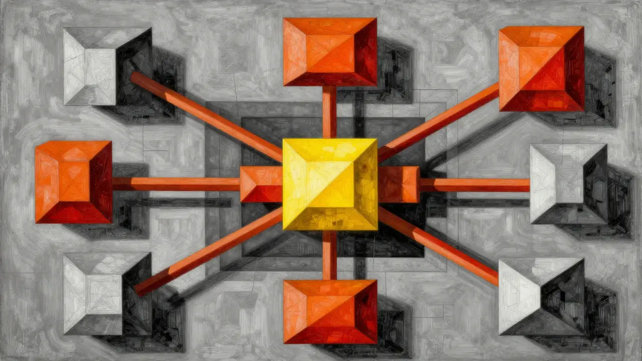 Cubist illustration of active and dormant expert nodes in an MoE model