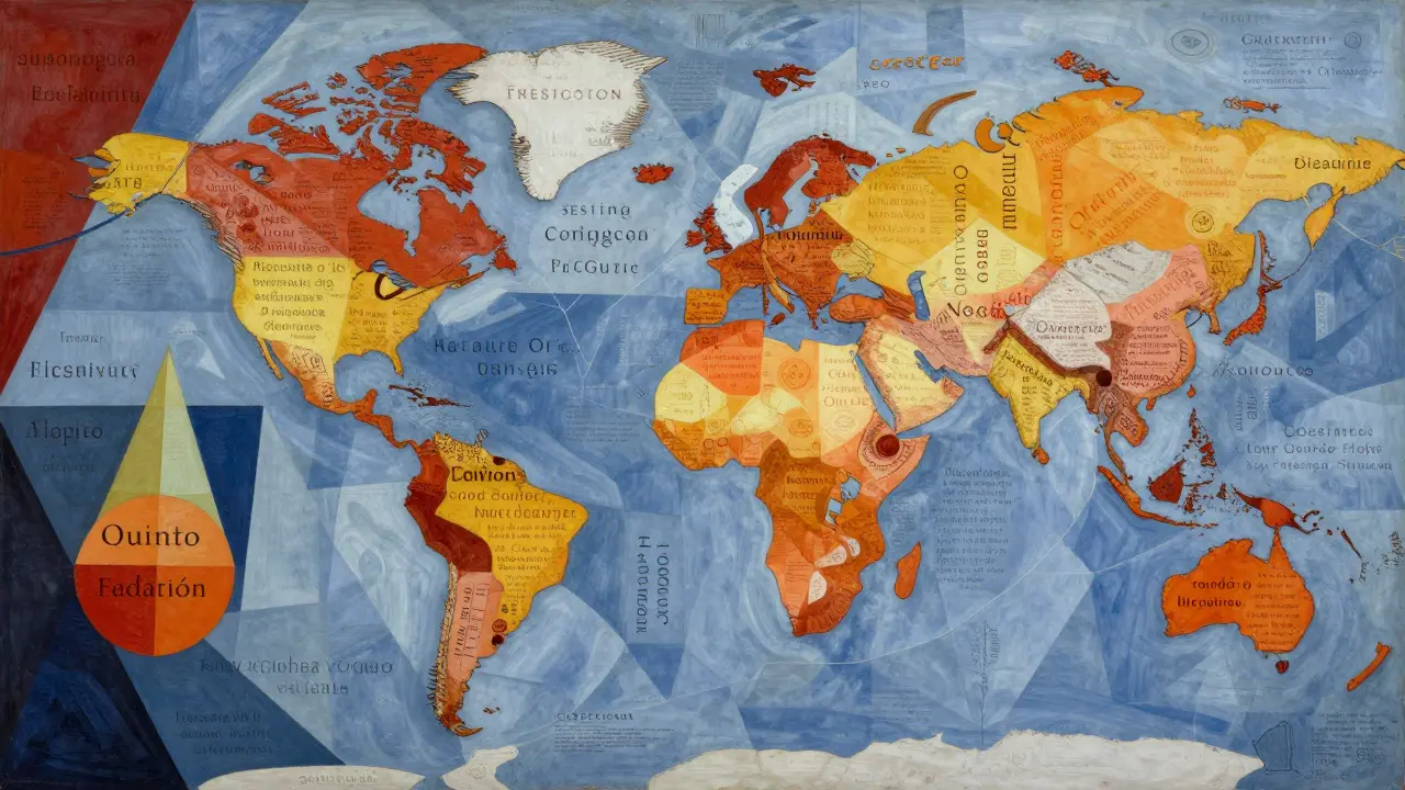 Cubist illustration of diverse multilingual data forming a global corpus