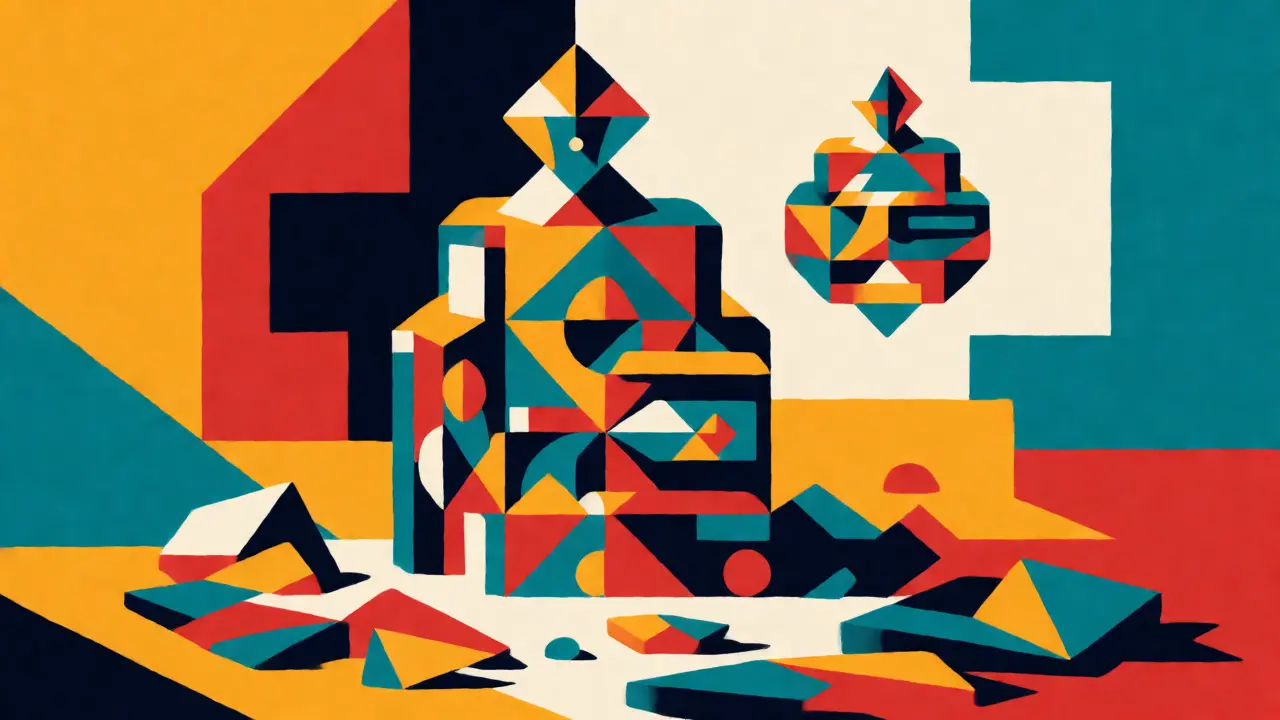 Abstract Cubist depiction of combined LLM optimization techniques