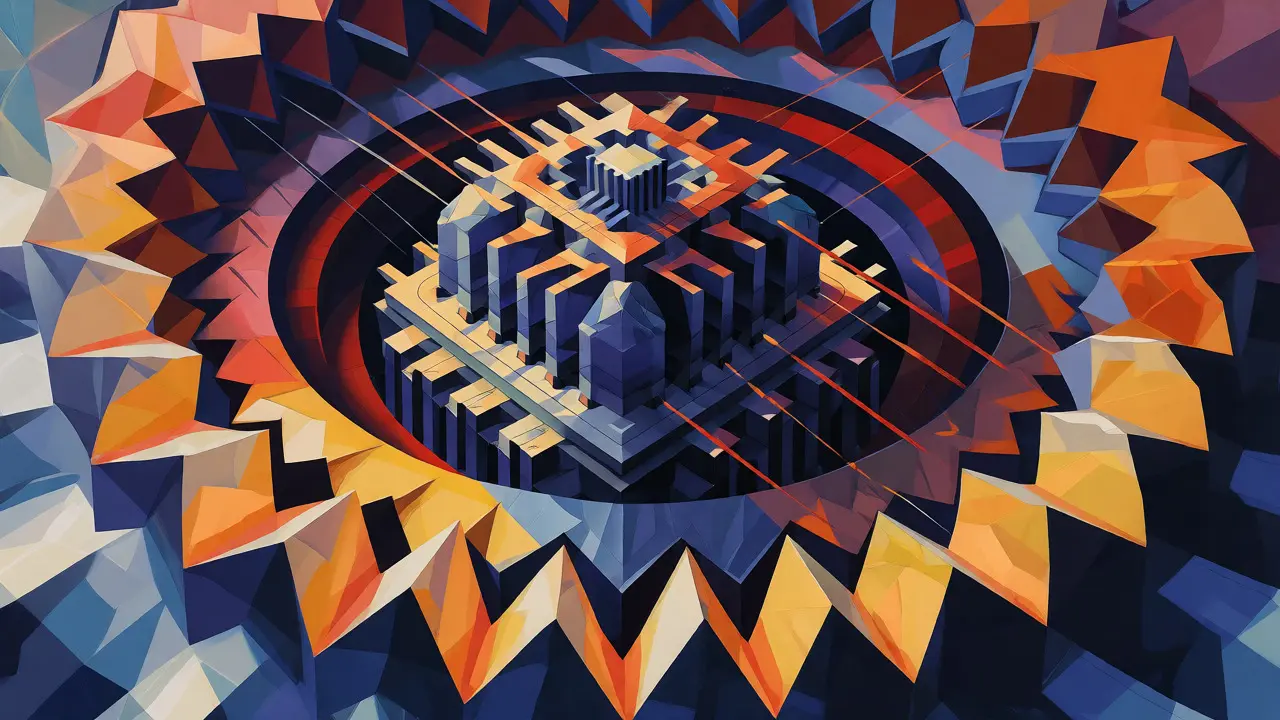Cubist art depicting test-time scaling and token budget allocation processes.