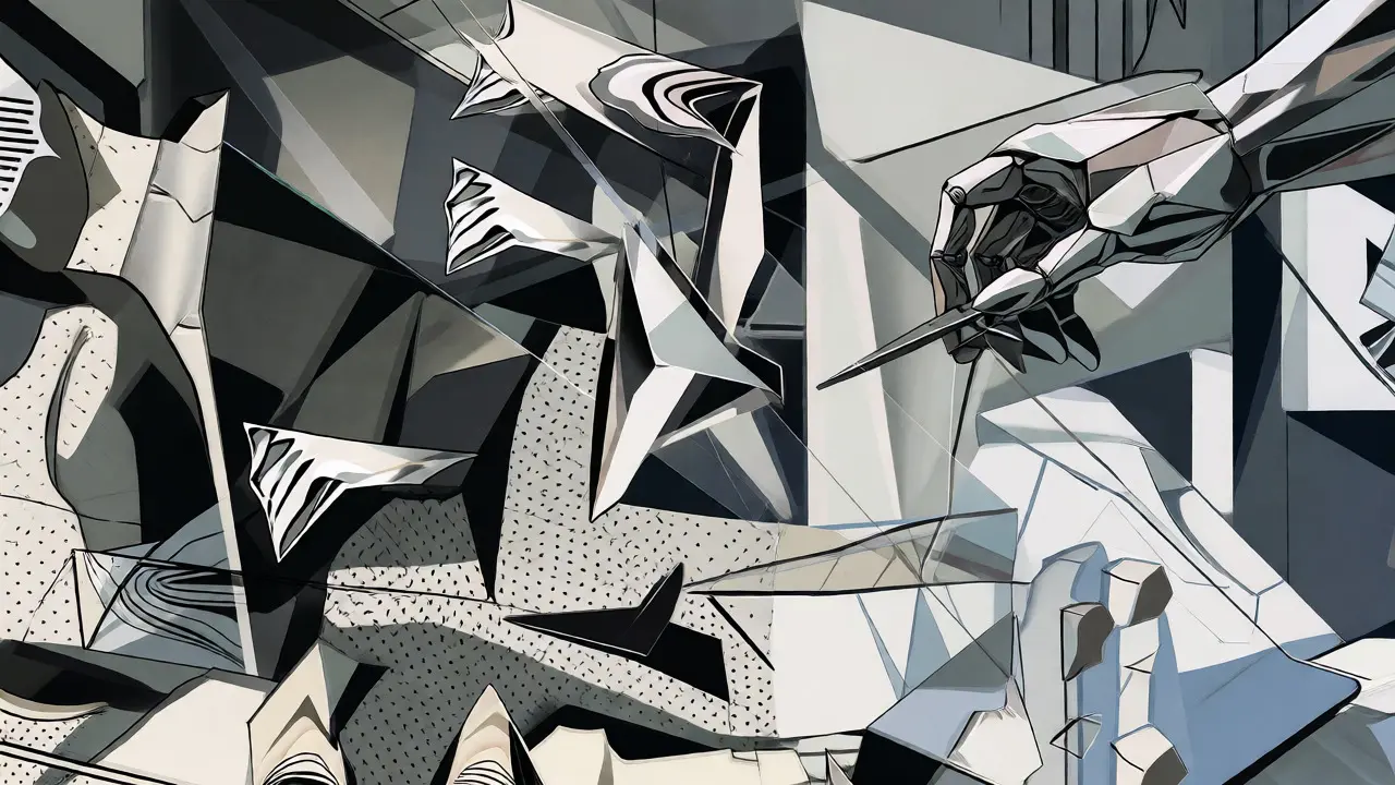 Cubist artwork showing fractured mirrors and geometric shards symbolizing accuracy and hallucination detection.