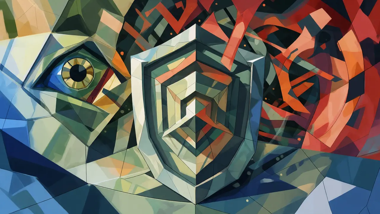 Geometric Cubist shield defending against fragmented streams of malicious data vectors.
