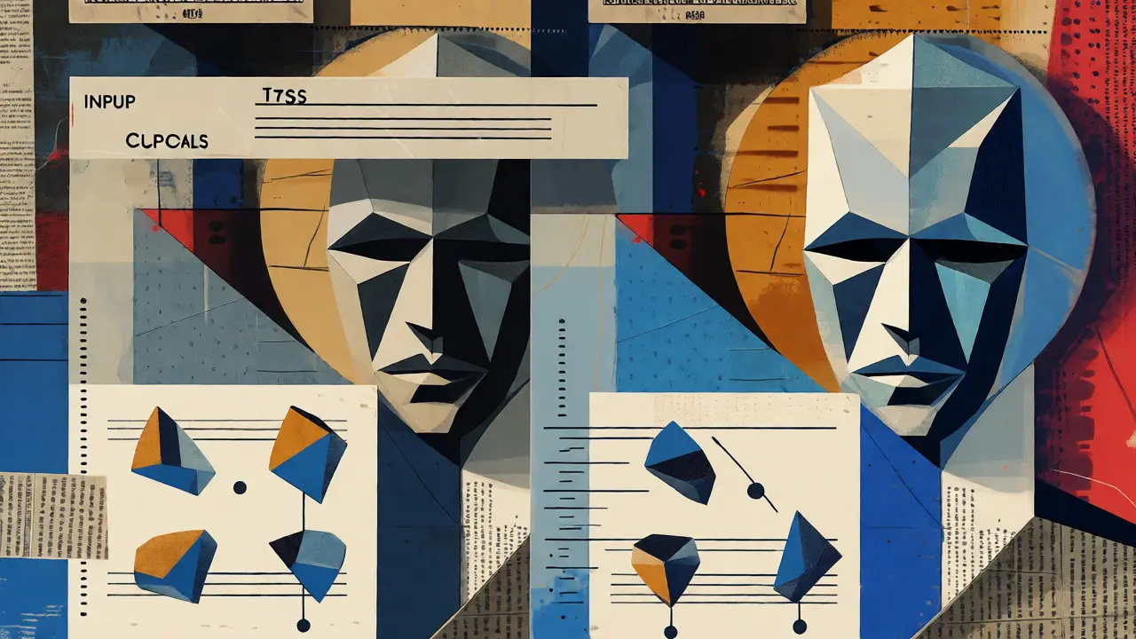 Structured Cubist collage illustrating the components of documented prompts.