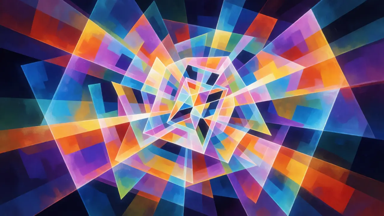 Vibrant Cubist art visualizing the interconnected nature of Transformers.