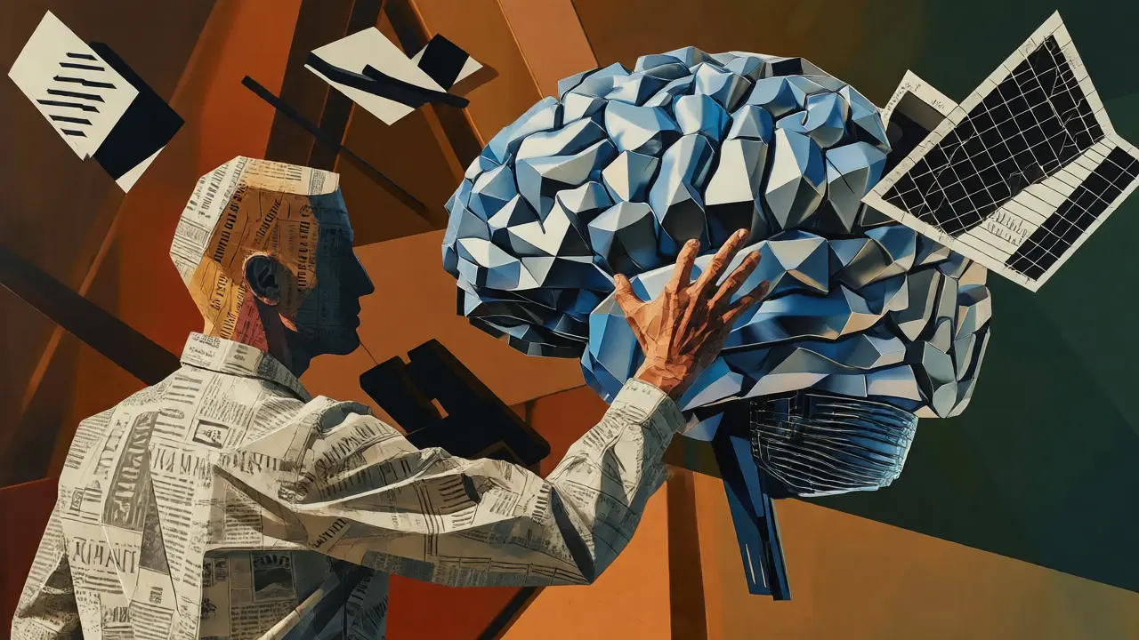 Cubist depiction of human oversight stabilizing AI incident response.