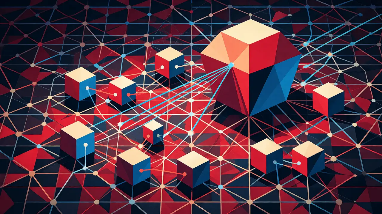 Cubist visualization of multi-agent AI systems navigating a structured graph.